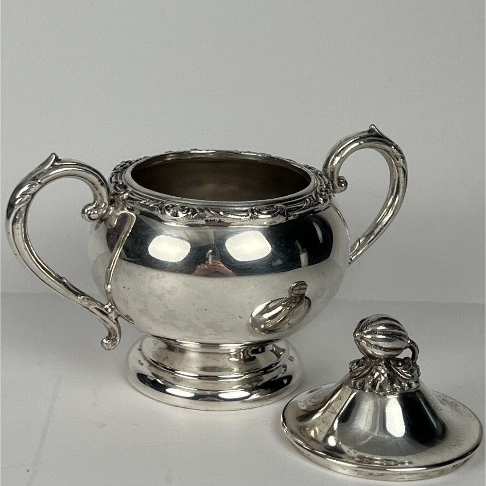 Vintage English Silver Mfg Corp Lidded Sugar Bowl Silverplate Pattern 78 USA - Picture 3 of 12